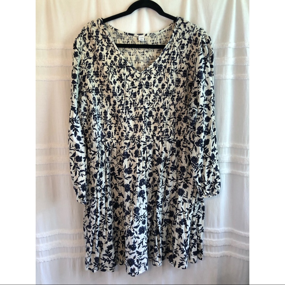 Smocked Long Sleeve Floral Dress